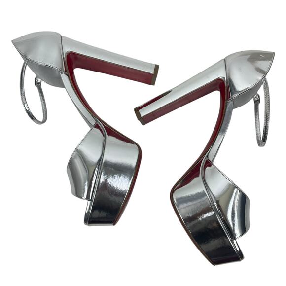 Christian Louboutin Sandaloo 130 Mirrored Platform Sandal Silve Size 38 - Picture 9 of 14